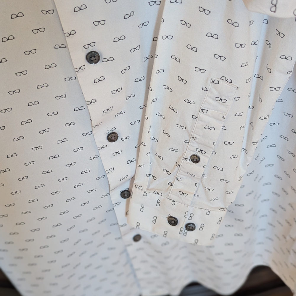 Apt. 9 Men's White Patterned Button Down Shirt - image 4
